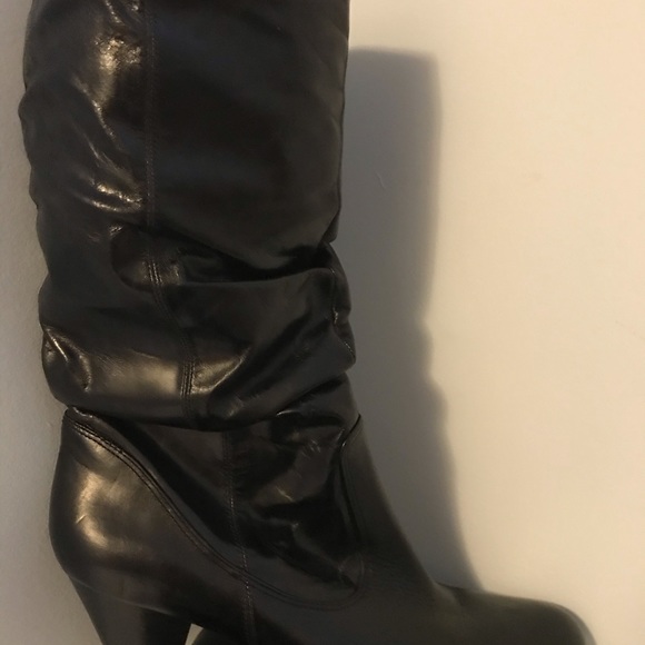 Inc New black leather slouch scrunch boots women’s 10 - Picture 2 of 2